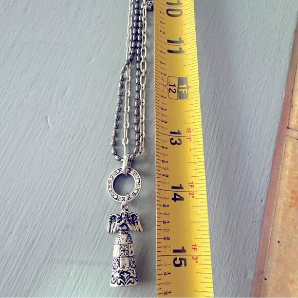 Jim Shore Silver Tone Angel Pendant Double Strand Necklace NEW - Picture 9 of 13